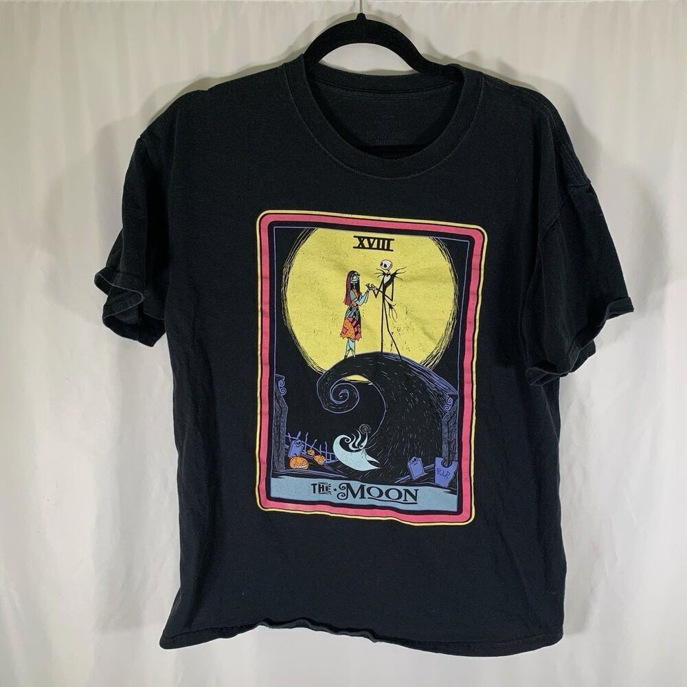 The Nightmare Before Christmas Shirt Unisex Large Black Graphic Print Short Slee